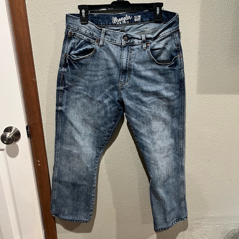 Wrangler Retro Slim Bootcut Denim Jeans Size 34x30 EUC Medium Wash Color